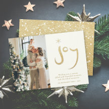 Gold Glitter Joy Brush Calligraphy Christmas Foto