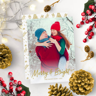 Gold Glitter-Kalligrafie Foto Merry And Bright Einladung