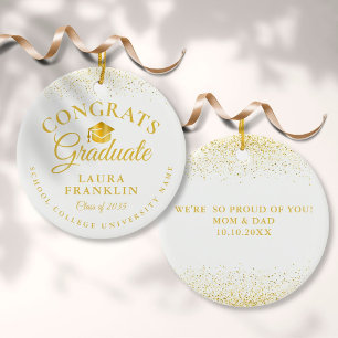 Gold Glitter Kappe Abschluss Gratulation Keramik Ornament