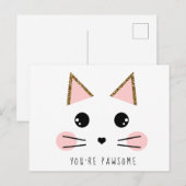 Gold Glitter Kitty Katze Postkarte (Vorne/Hinten)