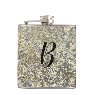 Gold Glitter Knistern Moderne Chic Glamour Funkeln Flachmann