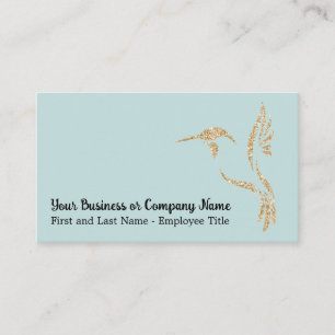 Gold Glitter Kolibri auf Hell Teal Visitenkarte