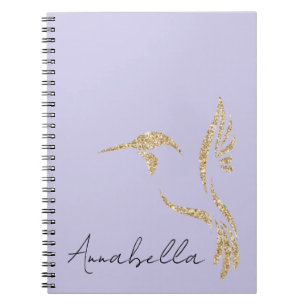Gold Glitter Kolibri & Benutzername auf Lavendel Notizblock
