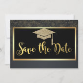 Gold Glitter Konfetti Abschluss Save The Date (Vorderseite)