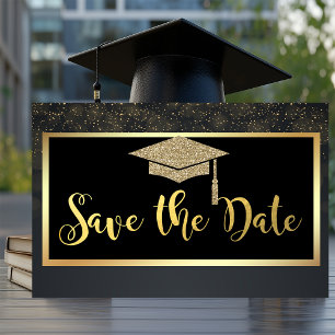Gold Glitter Konfetti Abschluss Save The Date