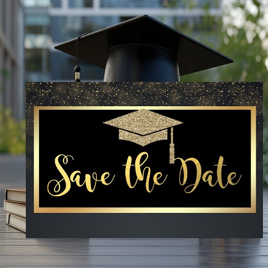 Gold Glitter Konfetti Abschluss Save The Date