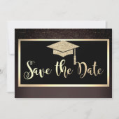 Gold Glitter Konfetti Brauner Abschluss Save The D Date (Vorderseite)