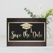 Gold Glitter Konfetti Brauner Abschluss Save The D Date (Stehend Vorderseite)