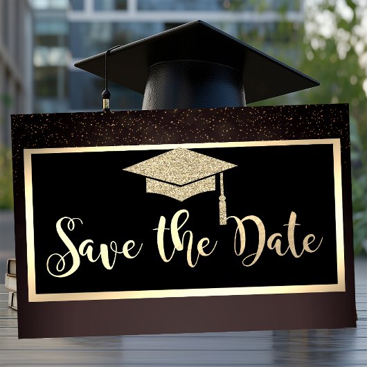Gold Glitter Konfetti Brauner Abschluss Save The D Date
