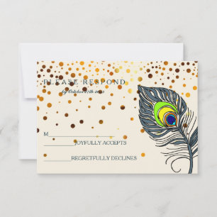 Gold Glitter Konfetti Pfauenfeder Blau Antwort erw