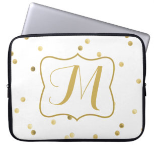 Gold Glitter Konfetti-Punkt-Monogramm 15" Laptop-H Laptopschutzhülle