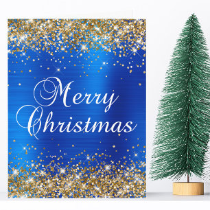 Gold Glitter Königlich Blau Folie Großer Frohe Wei Karte