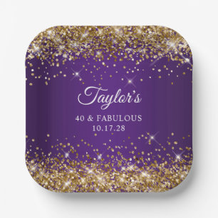 Gold Glitter Königliches Violett 40 & Fantastisch Pappteller