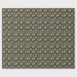 Gold Glitter Königspalast Florales Damastmuster Geschenkpapier