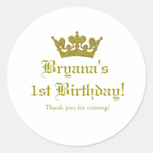 Gold Glitter Krone Royal Princess Aufkleber Etiket
