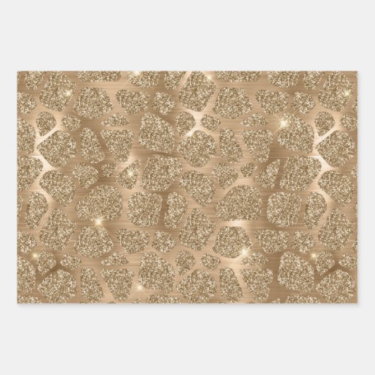 Gold Glitter Leopard, Giraffe & Leopard Spots  Geschenkpapier Set (Vorderseite 3)
