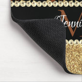 Gold Glitter Leopard Girly Glam Monogramm Mousepad (Ecke)