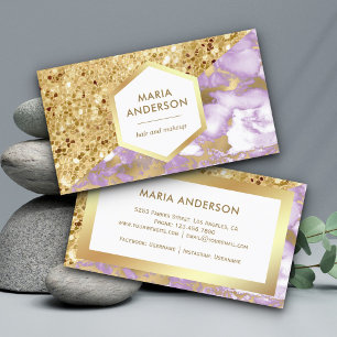 Gold Glitter Lila Lavendel Marmor Visagist Visitenkarte