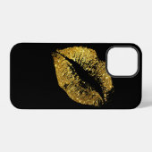 Gold Glitter Lippen #2 iPhone Hülle (Rückseite (Horizontal))