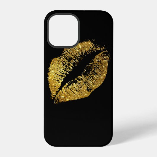 Gold Glitter Lippen #2 iPhone Hülle (Rückseite)
