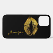 Gold Glitter Lippen Case-Mate iPhone Hülle (Rückseite (Horizontal))
