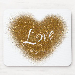 Gold Glitter LOVE Herz Glamour Mauspad
