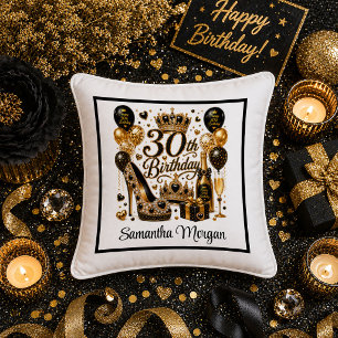 Gold Glitter Luxe 30. Geburtstagsfeier Kissen