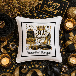 Gold Glitter Luxe 30. Geburtstagsgeschenk Kissen