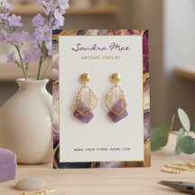 Gold Glitter Marble Earring Jewelry Display Card