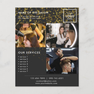 Gold Glitter Marketing Foto Flyer für Salon