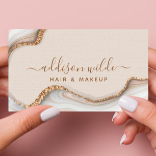 Gold Glitter Marmor Achat Modern Chic QR Code Visitenkarte