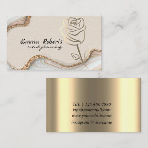 Gold Glitter Marmor Rose Moderne Visitenkarte