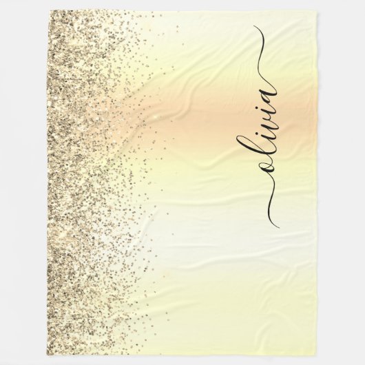 Gold Glitter Metal Monogram Glam Name Fleecedecke (Vorderseite)