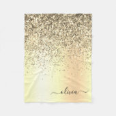 Gold Glitter Metal Monogram Glam Name Fleecedecke (Vorderseite)