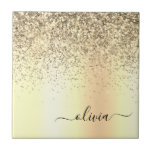 Gold Glitter Metal Monogram Glam Name Fliese<br><div class="desc">Gold-Imitate belichten metallische Sparkle-Glitzer,  die Monogrammnamen aus gebürstetem Metall und Anfangsziegel der Keramik. Das macht den perfekten 16 Geburtstag,  Hochzeit,  Brautparty,  Jubiläum,  Babydusche oder Junggeselinnen-Abschied Geschenk für jemanden,  der Lieben glamourösen Luxus und schicke Stile.</div>