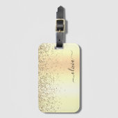 Gold Glitter Metal Monogram Glam Name Gepäckanhänger (Vorderseite Vertikal)