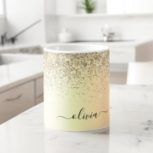 Gold Glitter Metal Monogram Glam Name