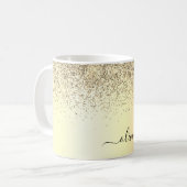 Gold Glitter Metal Monogram Glam Name Kaffeetasse (Vorderseite Links)