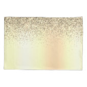 Gold Glitter Metal Monogram Glam Name Kissenbezug (Rückseite)