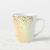 Gold Glitter Metal Monogram Glam Name Milchtasse (Rechts)