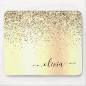 Gold Glitter Metal Monogram Glam Name Mousepad (Vorne)