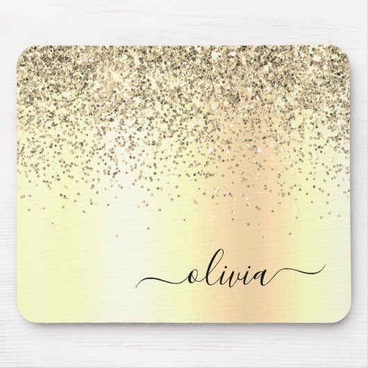 Gold Glitter Metal Monogram Glam Name Mousepad (Vorne)