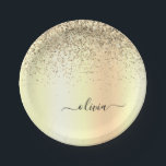 Gold Glitter Metal Monogram Glam Name Pappteller<br><div class="desc">Gold-Imitate belichten metallischen Sparkle-Glitzer gebürstete Metal Monogram Name und Teller des ersten Party. Das macht den perfekten 16 Geburtstag,  Hochzeit,  Brautparty,  Jubiläum,  Babydusche oder Junggeselinnen-Abschied Geschenk für jemanden,  der Lieben glamourösen Luxus und schicke Stile.</div>