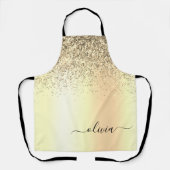 Gold Glitter Metal Monogram Glam Name Schürze (Vorderseite)