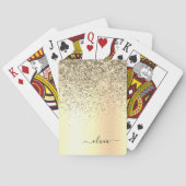 Gold Glitter Metal Monogram Glam Name Spielkarten (Rückseite)