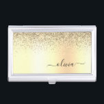 Gold Glitter Metal Monogram Glam Name Visitenkarten Dose<br><div class="desc">Gold Imitats Foil Metallic Sparkle Glitzer gebürstetes Metal Monogram Name Business Card Holder. Das macht den perfekten 16 Geburtstag,  Hochzeit,  Brautparty,  Jubiläum,  Babydusche oder Junggeselinnen-Abschied Geschenk für jemanden,  der Lieben glamourösen Luxus und schicke Stile.</div>