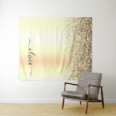 Gold Glitter Metal Monogram Glam Name Wandteppich (Beispiel (Horizontal))