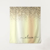 Gold Glitter Metal Monogram Glam Name Wandteppich (Vorderseite)