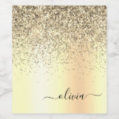 Gold Glitter Metal Monogram Glam Name Weinetikett (Einzelnes Label)