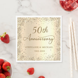 Gold Glitter Metallfolie 50. Hochzeitstag Serviette